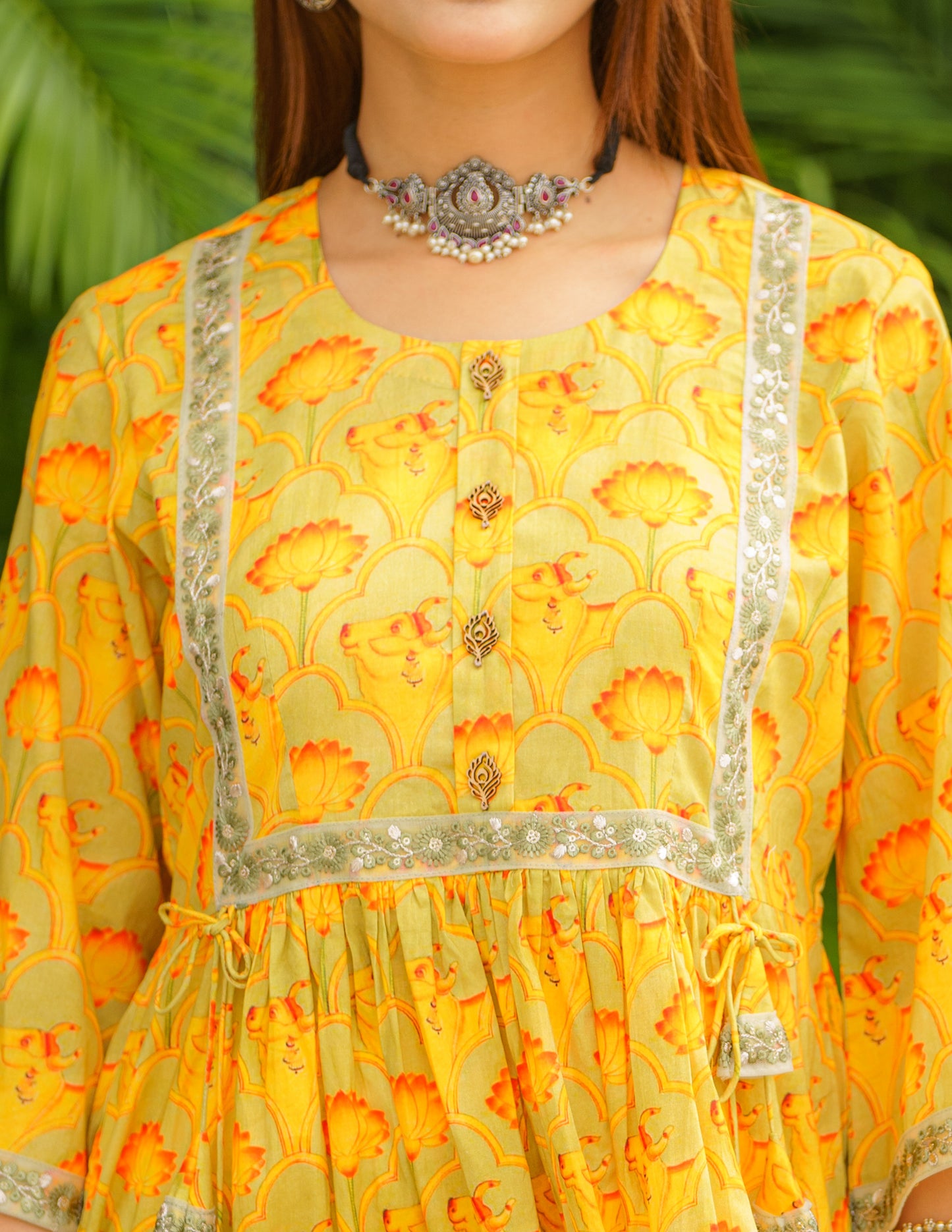 Golden & Vibrant Vrindavan Pichwai Dress Cum Kurta