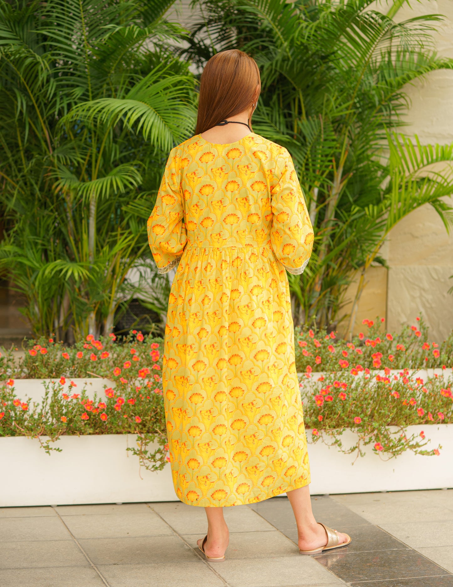 Golden & Vibrant Vrindavan Pichwai Dress Cum Kurta