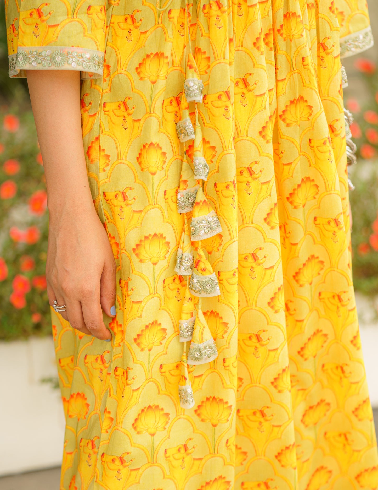 Golden & Vibrant Vrindavan Pichwai Dress Cum Kurta