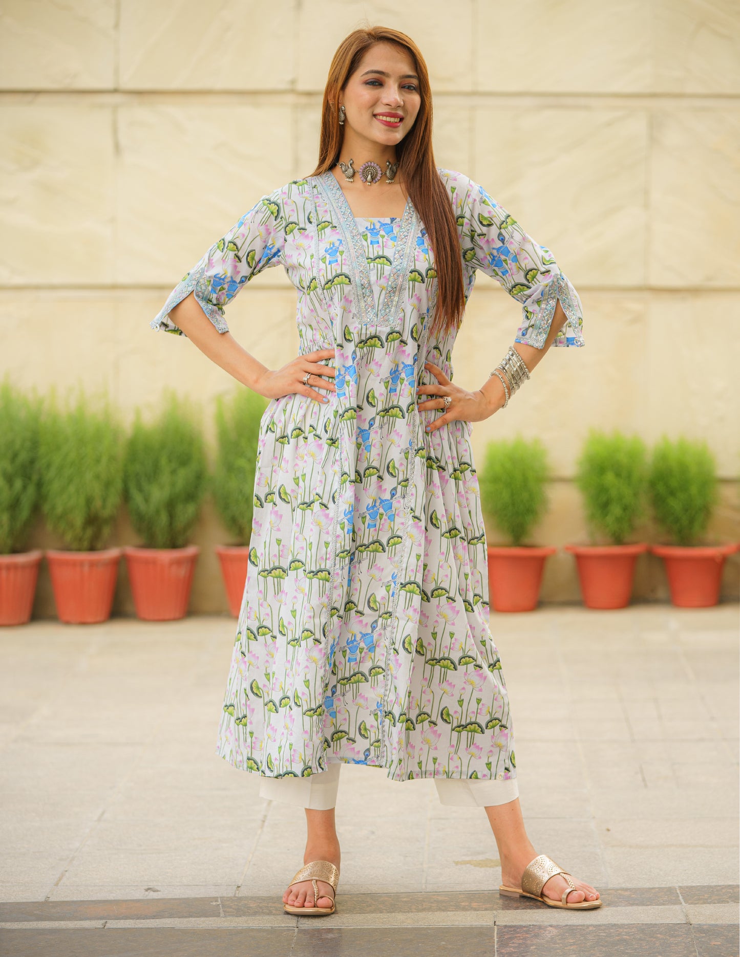 Divine Embrace Pichwai Art Kurti