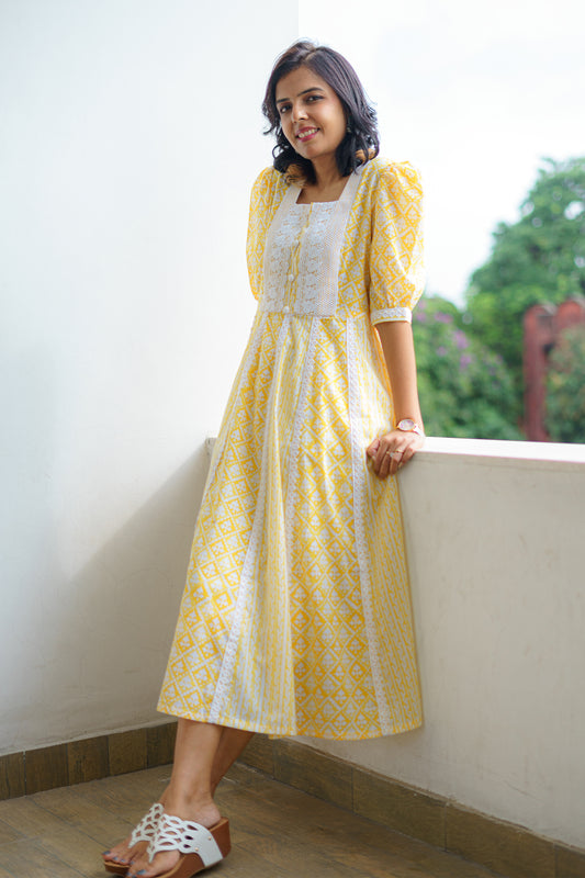 Lemon Blossom Sanganeri Dress