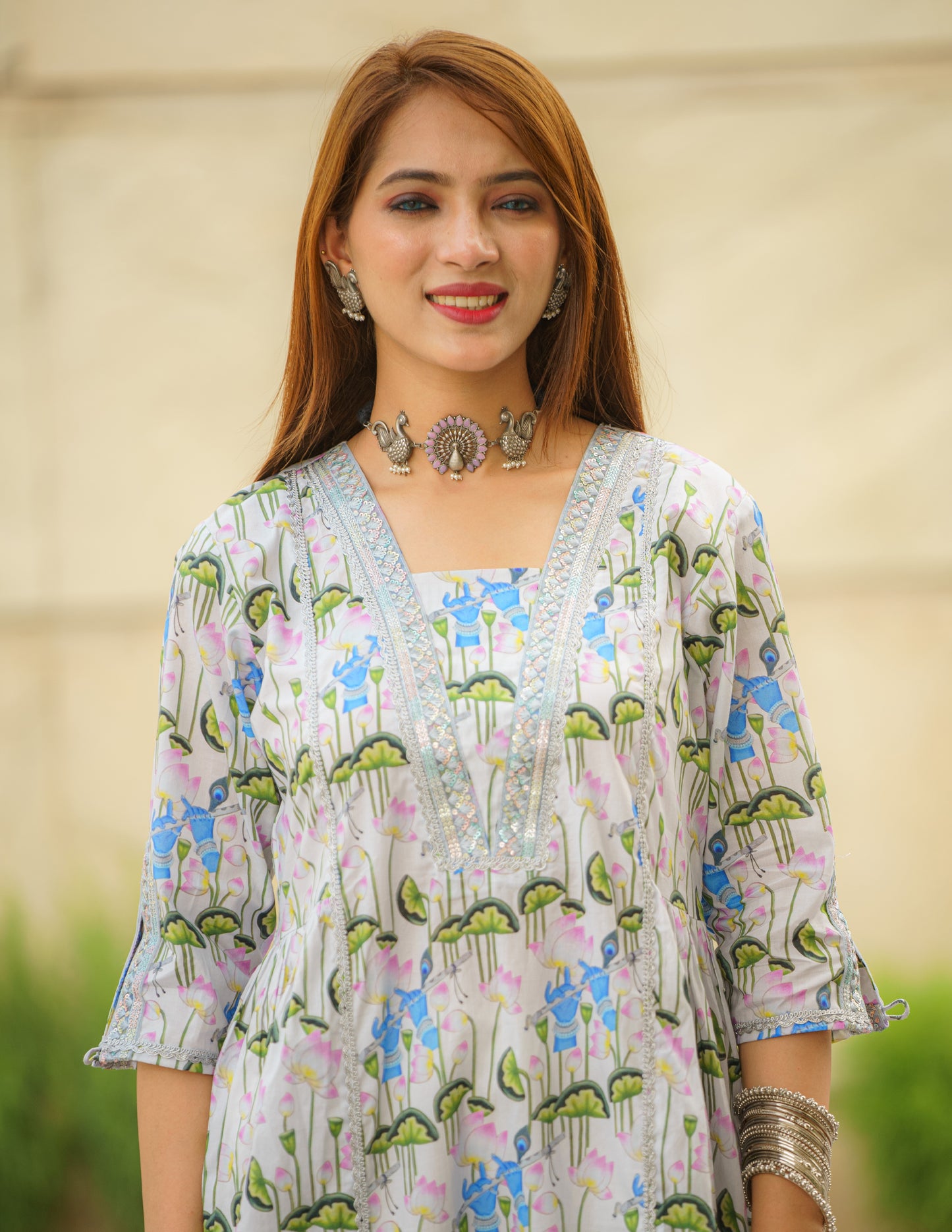 Divine Embrace Pichwai Art Kurti