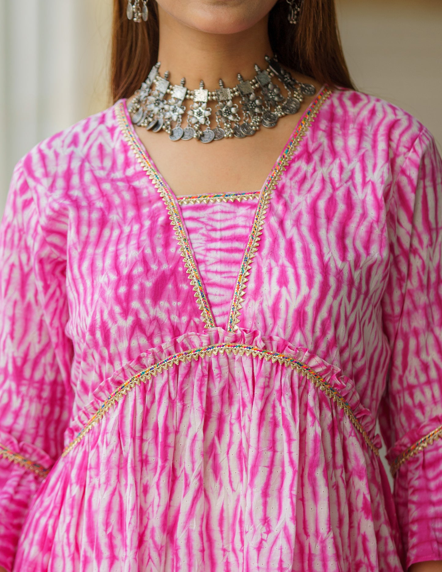 Festive Fuchsia Shibori Kurti