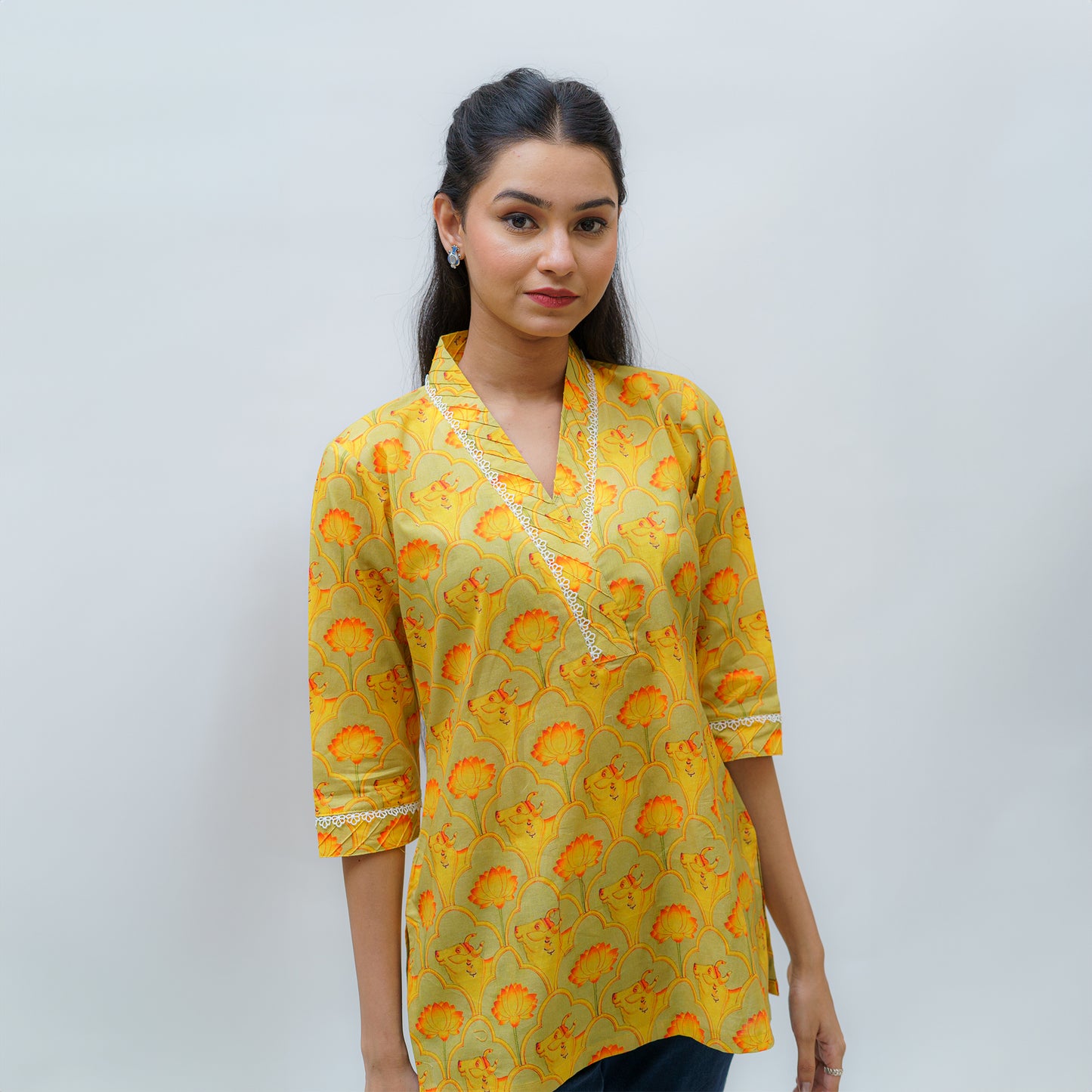 Blessed Kamdhenu Pichwai Short Kurti