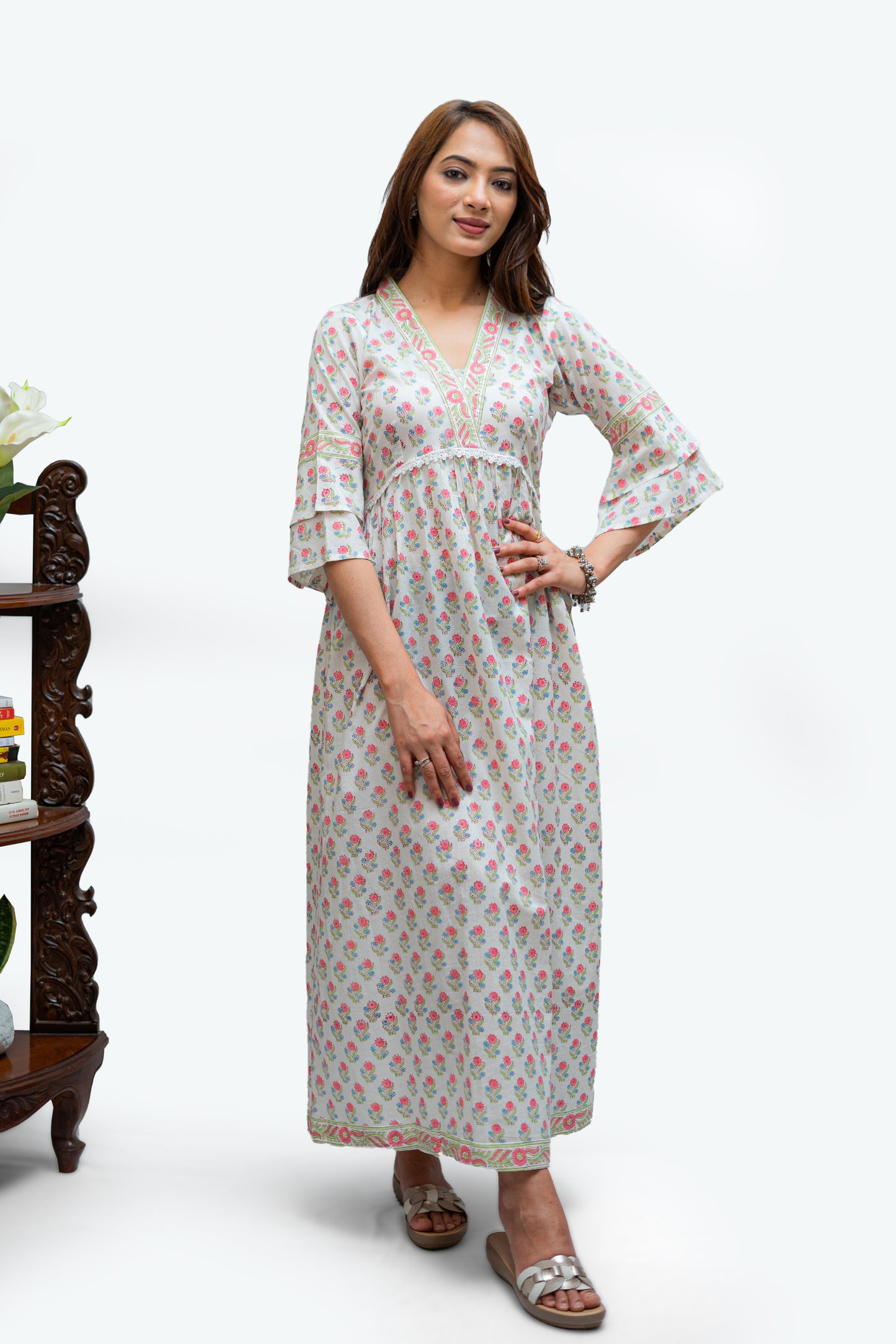 Spring Floral Jaipur Hand Block Dress