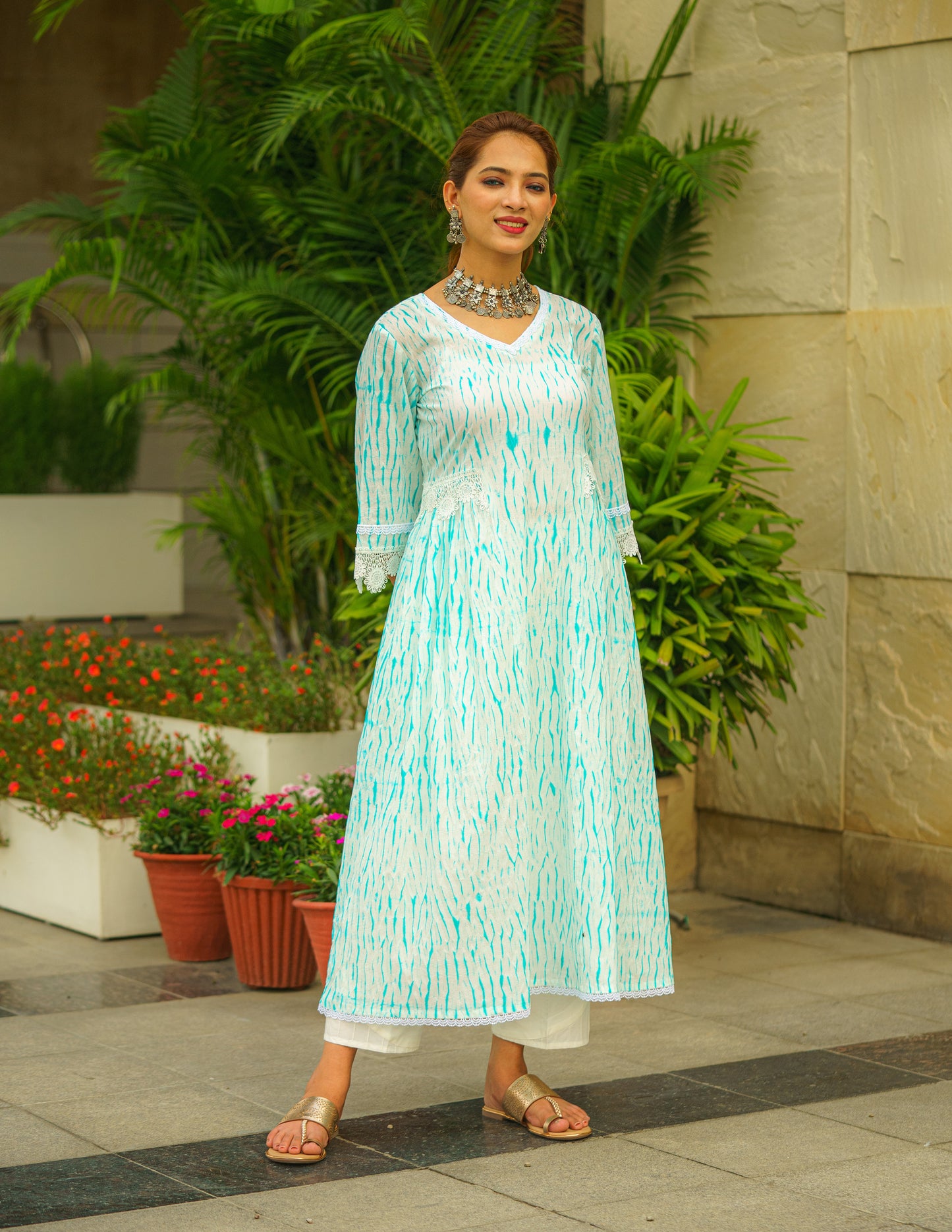 Tranquil Breeze Shibori Kurti