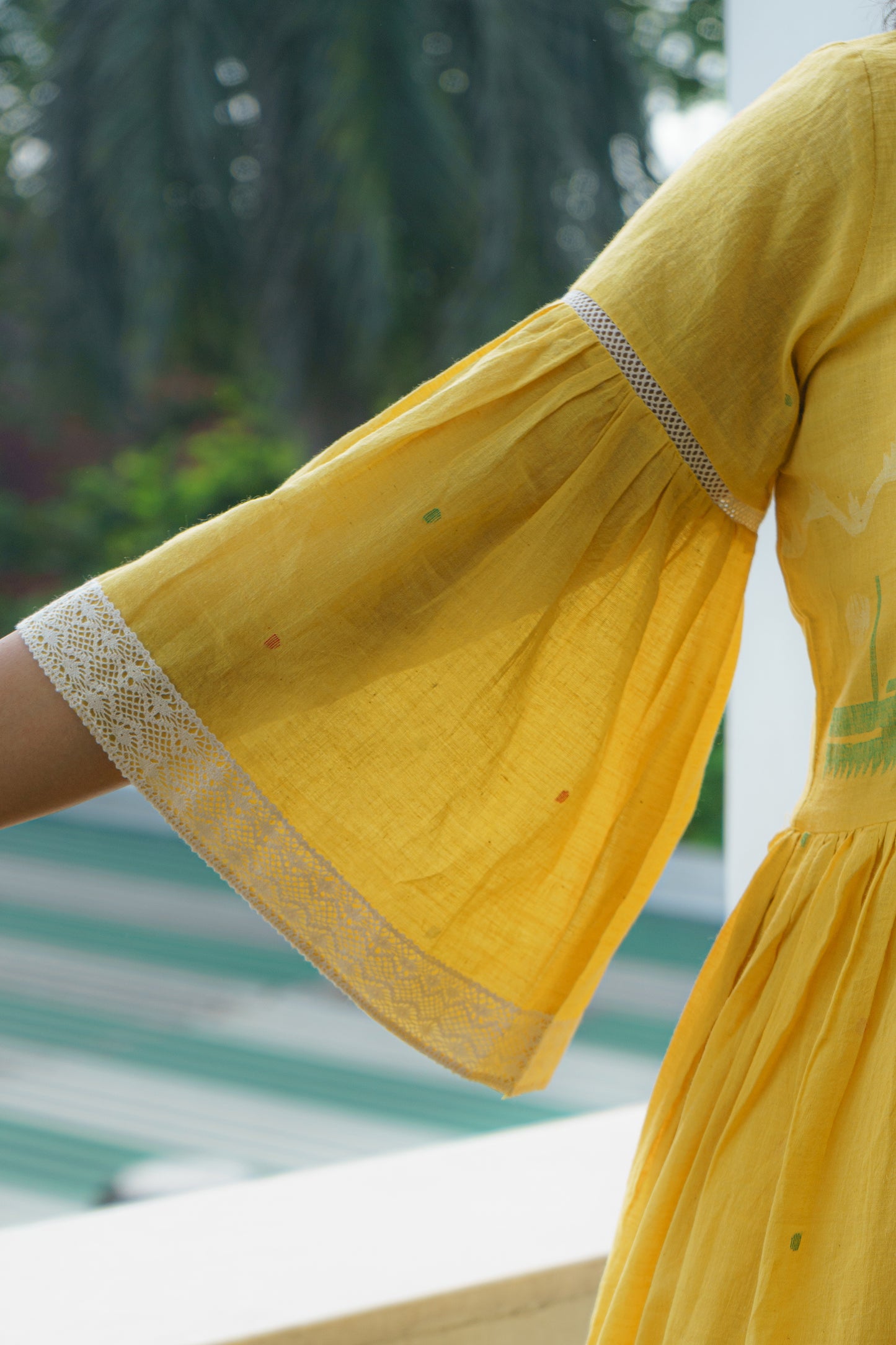 Mustard Bordered Jamdani Kurta