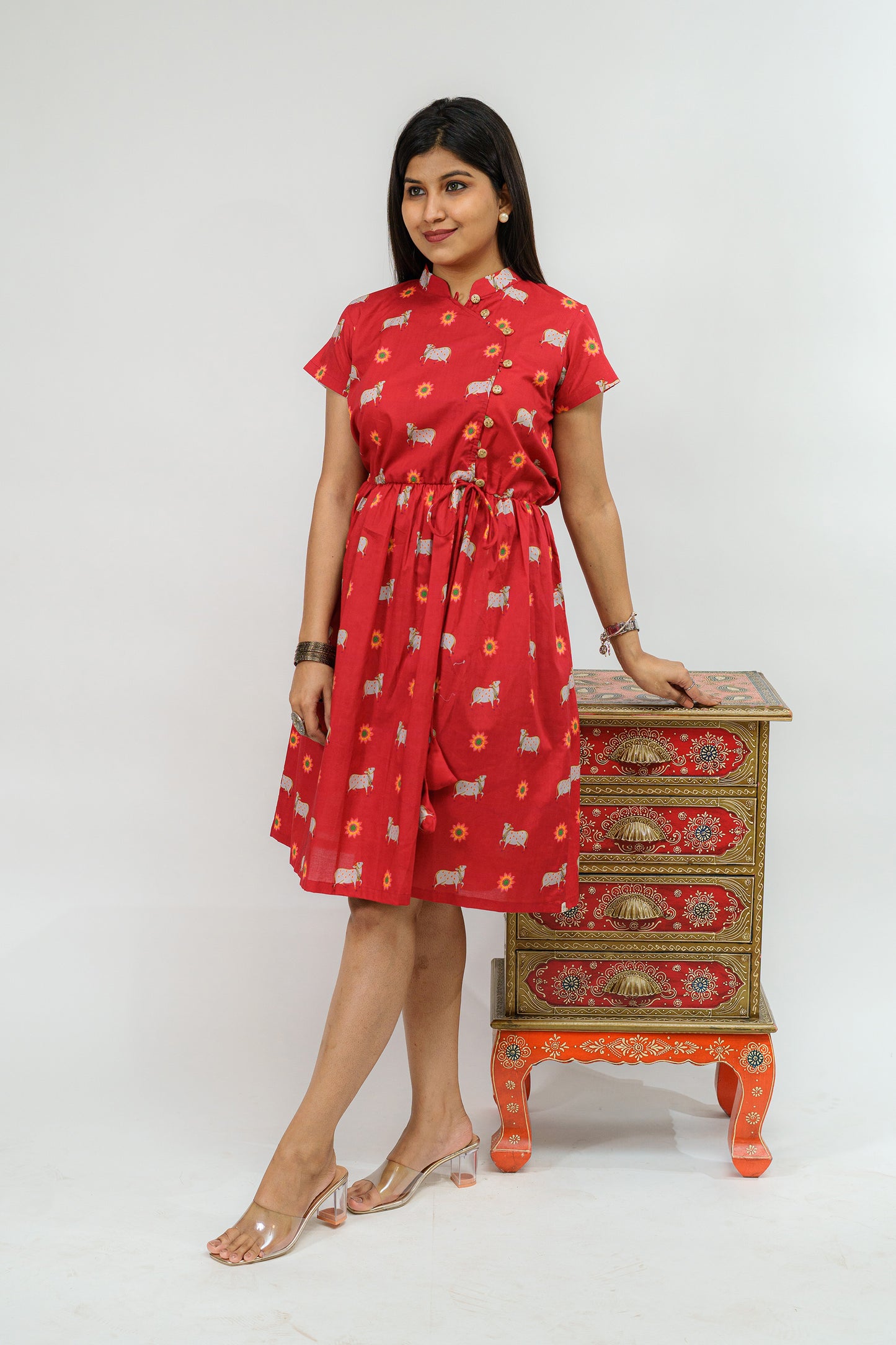 Scarlet Pichwai Angrakha Style Dress