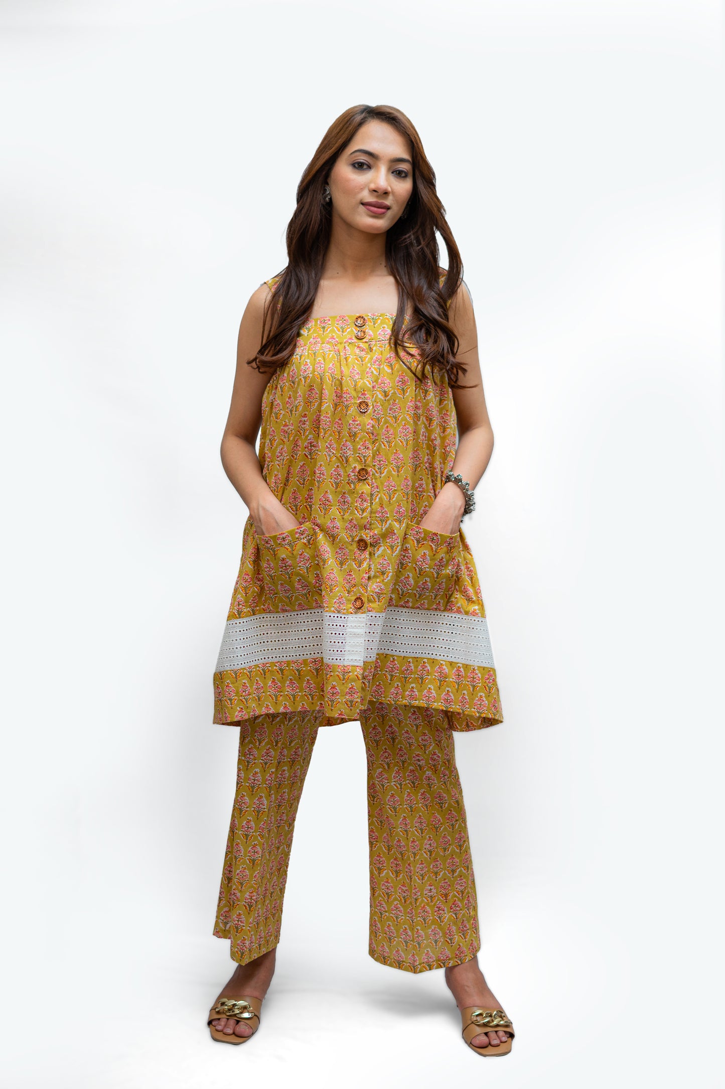 Caramel Stylish Bohemian Jaipur Block Print Coord Set