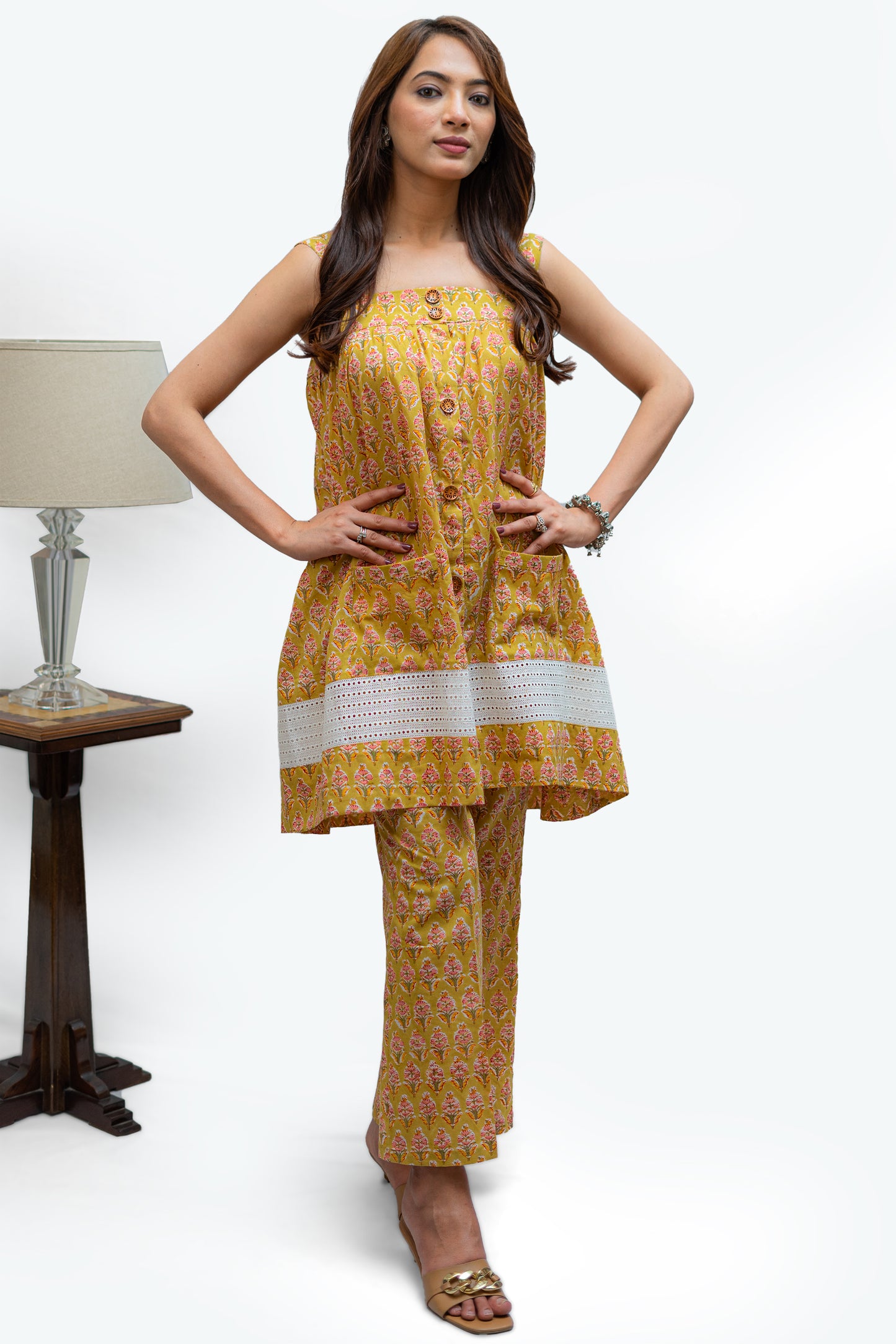 Caramel Stylish Bohemian Jaipur Block Print Coord Set