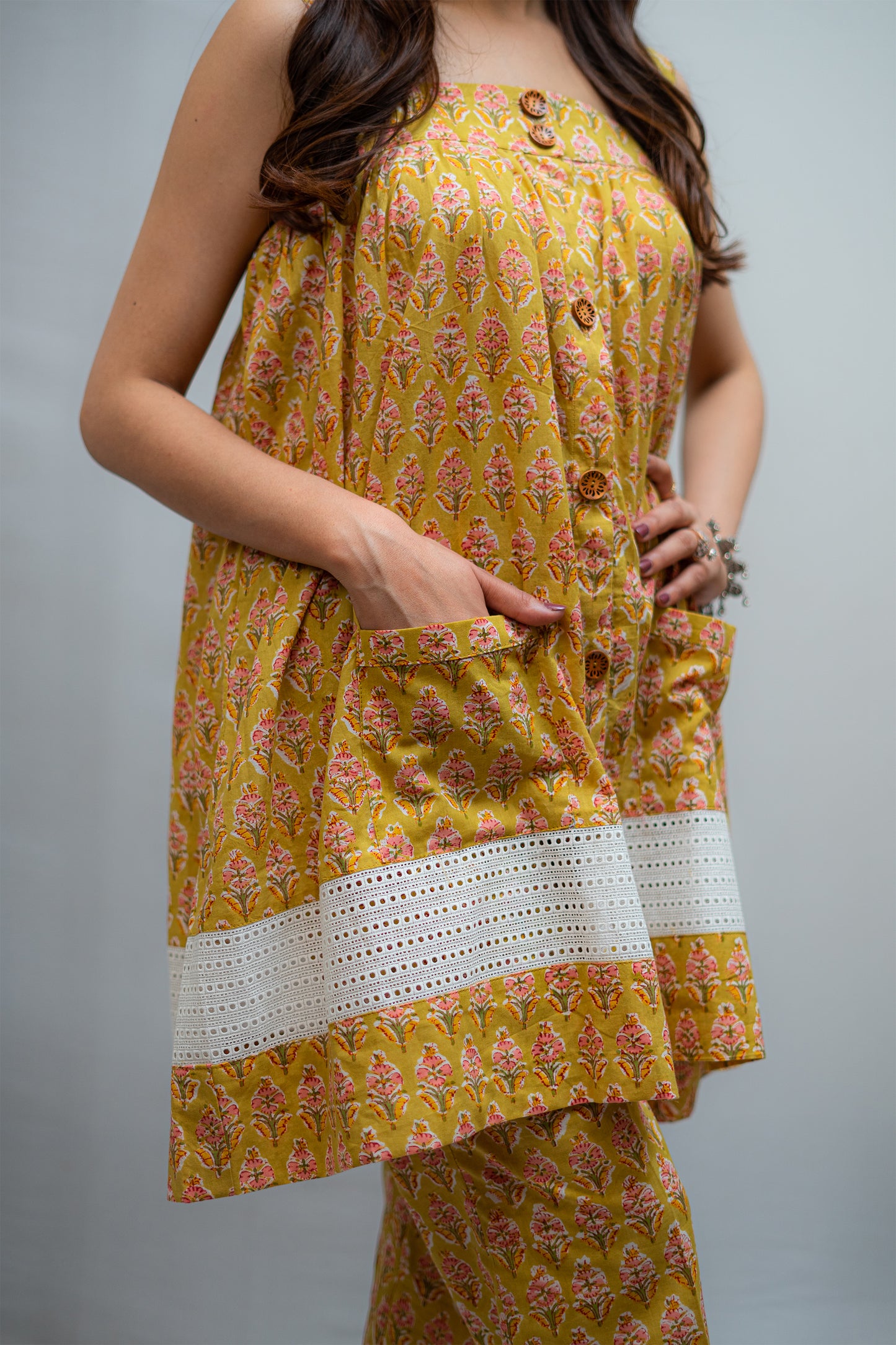 Caramel Stylish Bohemian Jaipur Block Print Coord Set