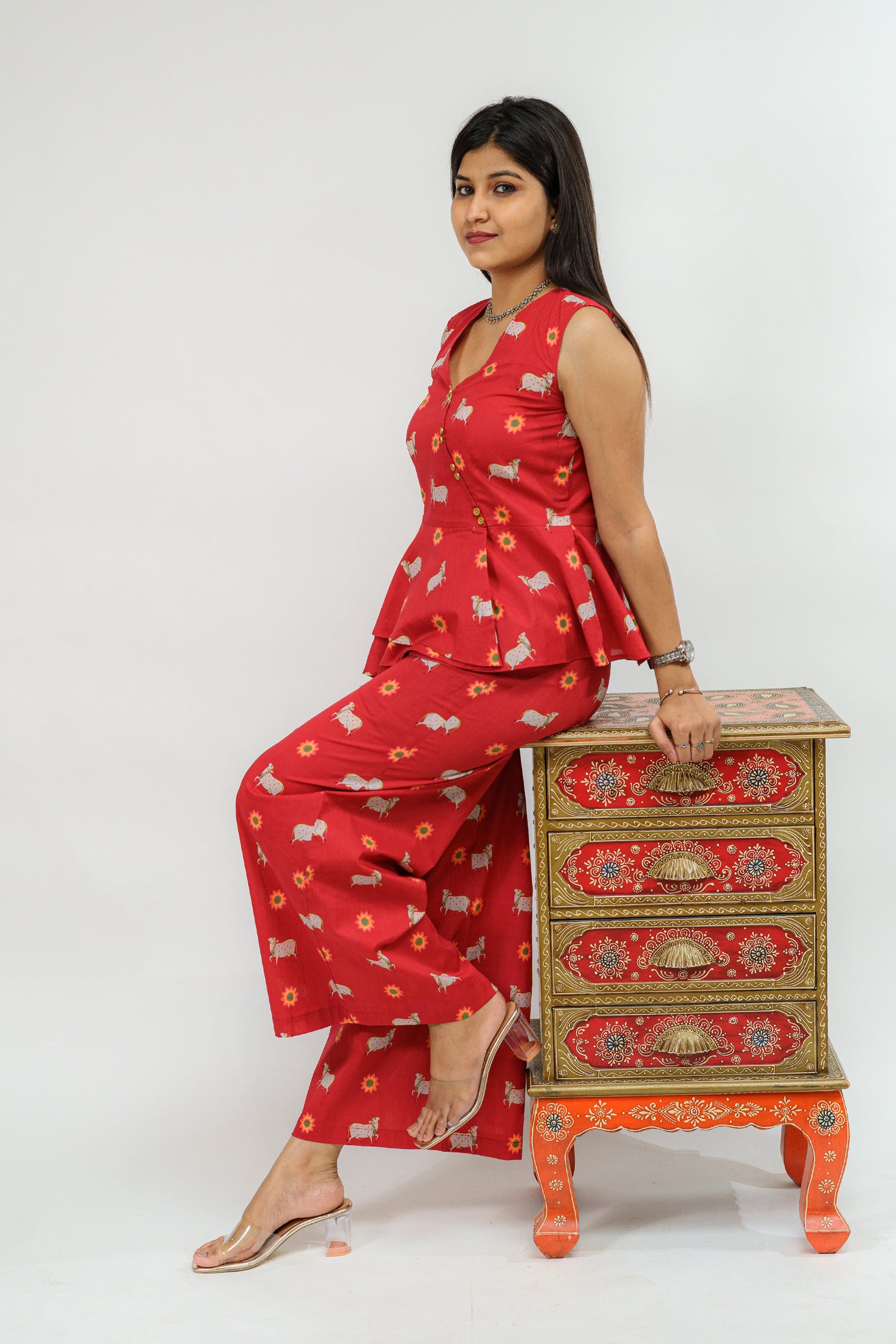 Kamadhenu Pichwai Peplum Co-ord Set