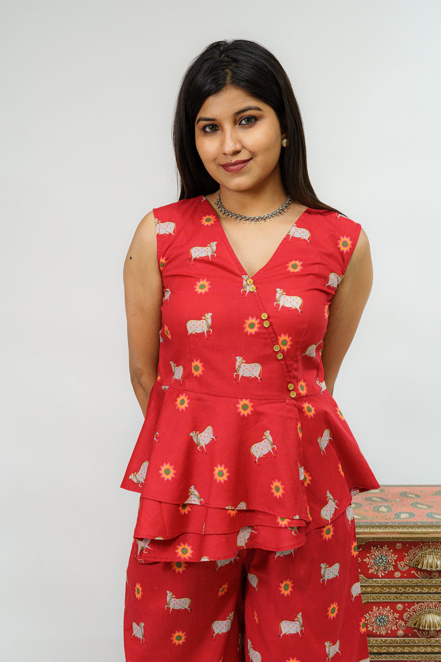 Kamadhenu Pichwai Peplum Co-ord Set