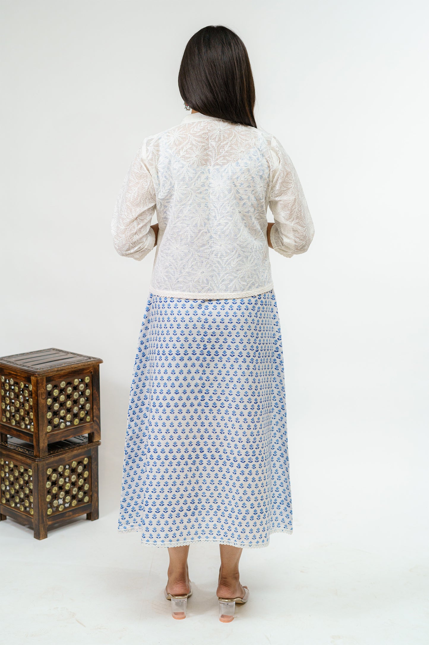 Ice-Cool Timeless Sanganeri Dress with Tepchi Shrug