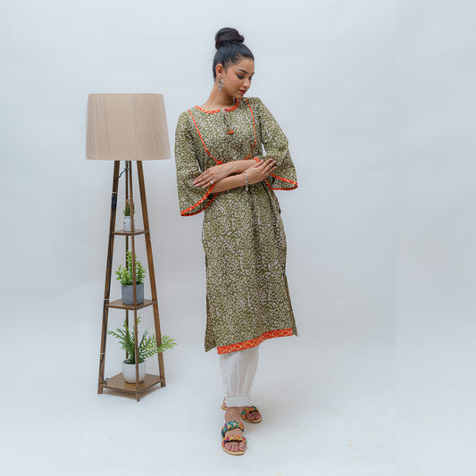 Enchanting & Ethereal Fern Batik Kurti