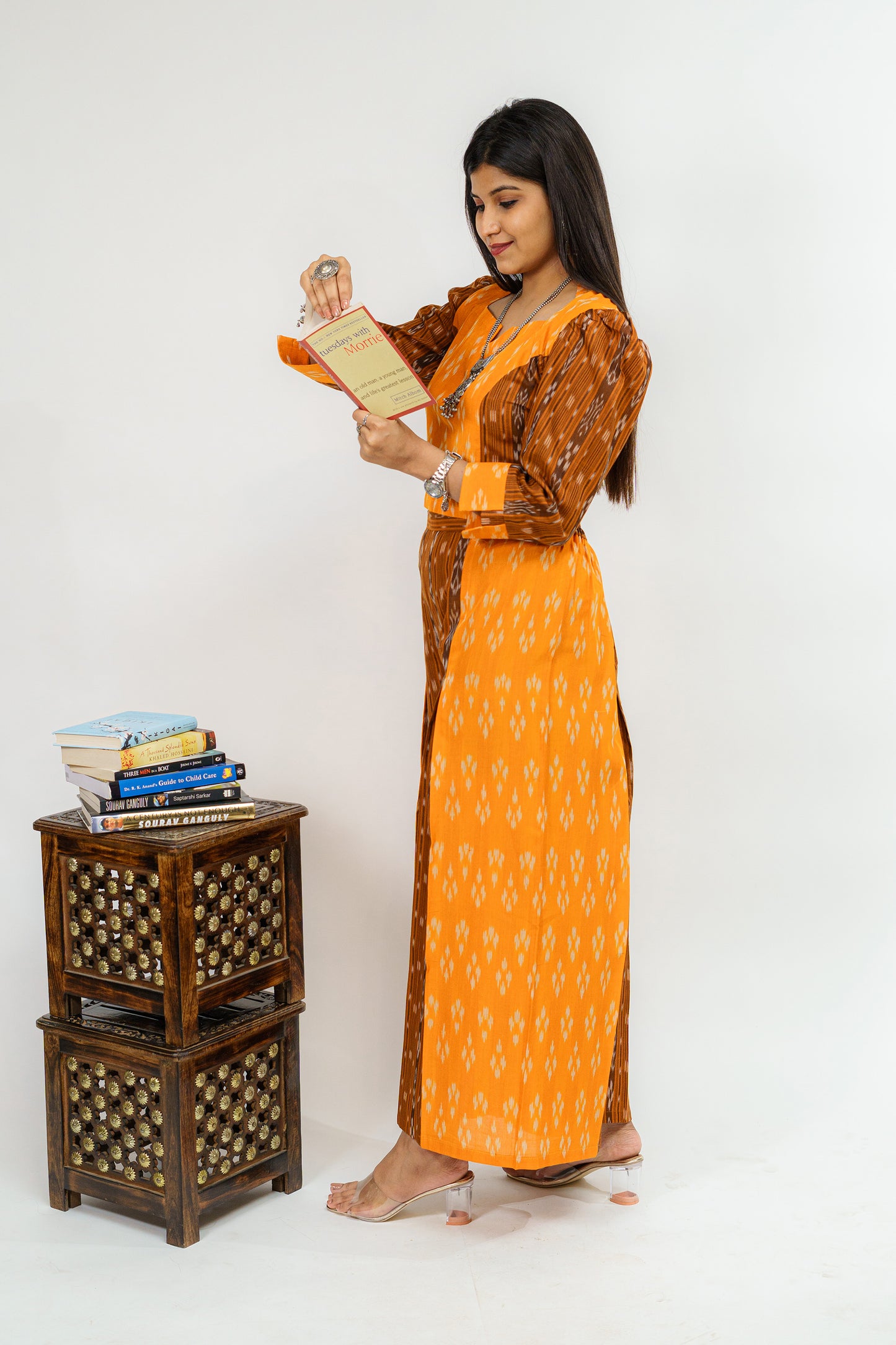 Golden Sand Dunes Ikkat Weave Semi Formal Co-ord Set