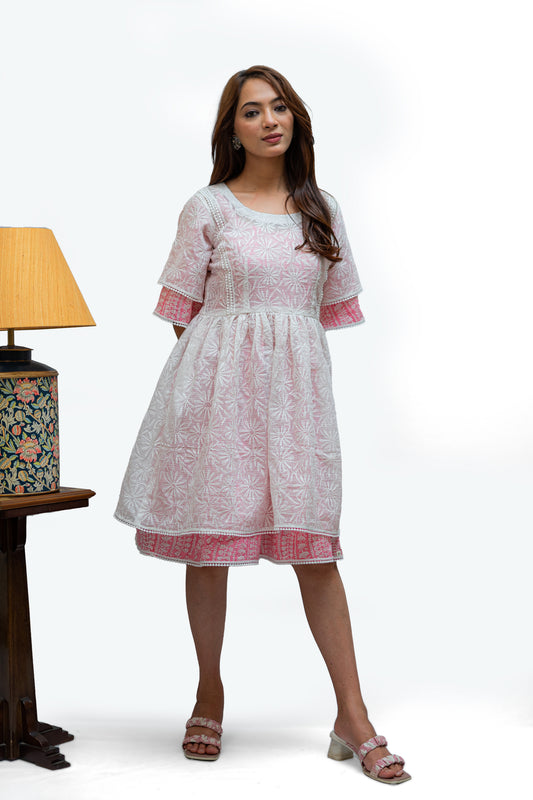 Tepchi Embroidered Kota Doria & Hand Block Dress