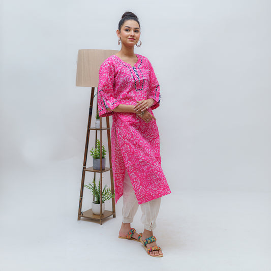 Mystic Rose Radiance Batik Kurti