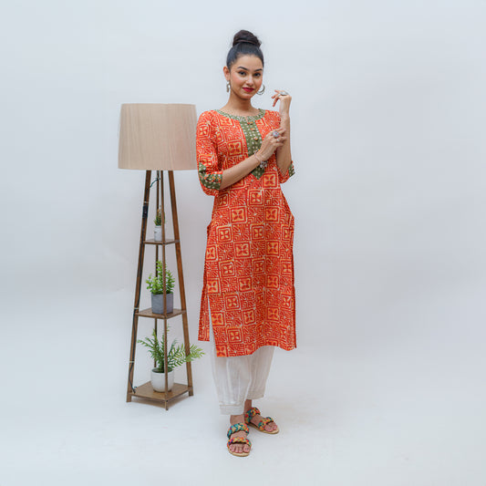 Tangerine & Lemon Myrtle Batik Kurti