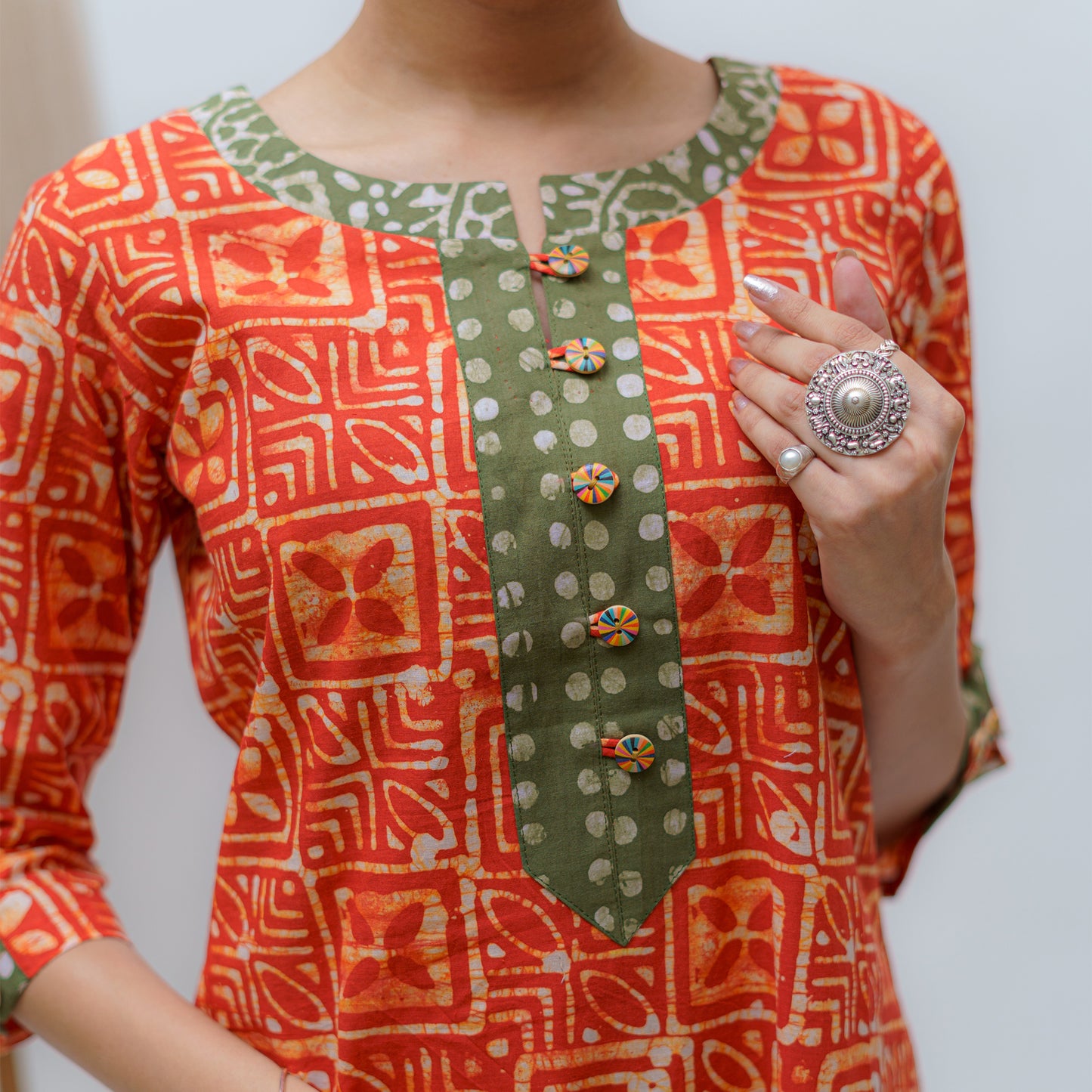 Tangerine & Lemon Myrtle Batik Kurti