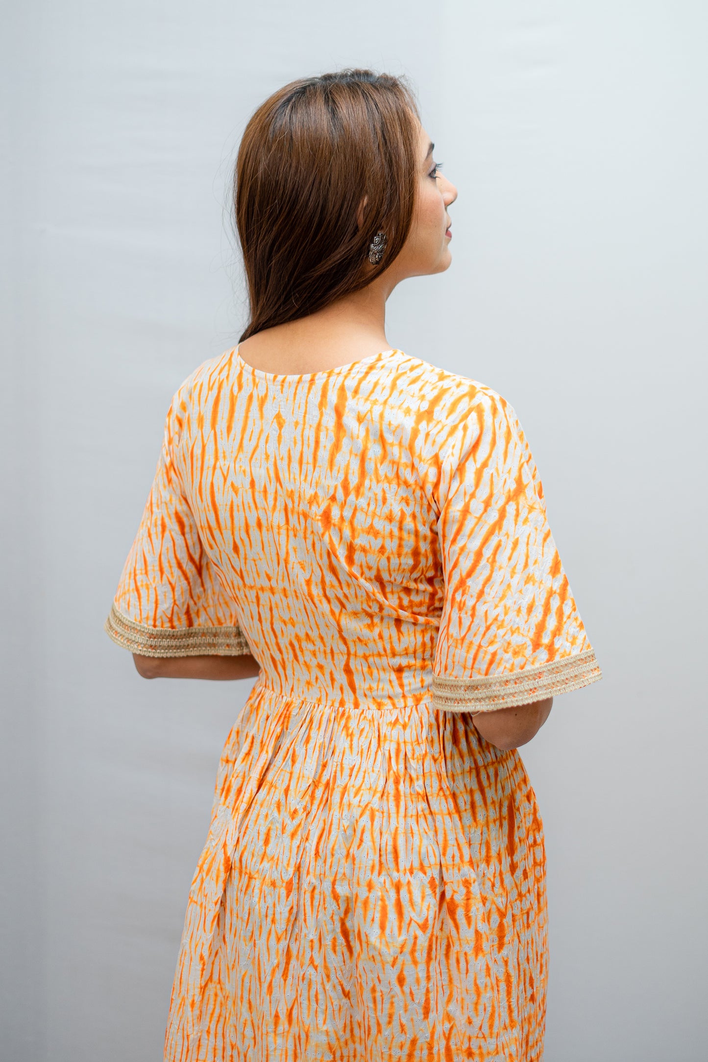 Tangerine Tie and Dye Frill Dress