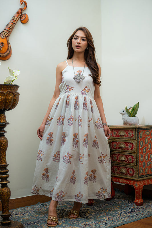 White Sanganeri Breezy Dress