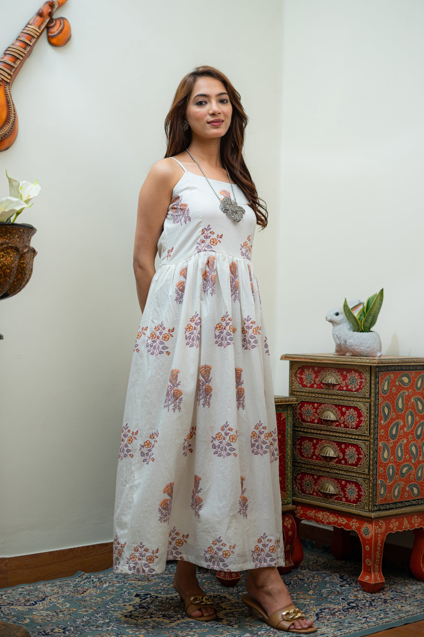 White Sanganeri Breezy Dress