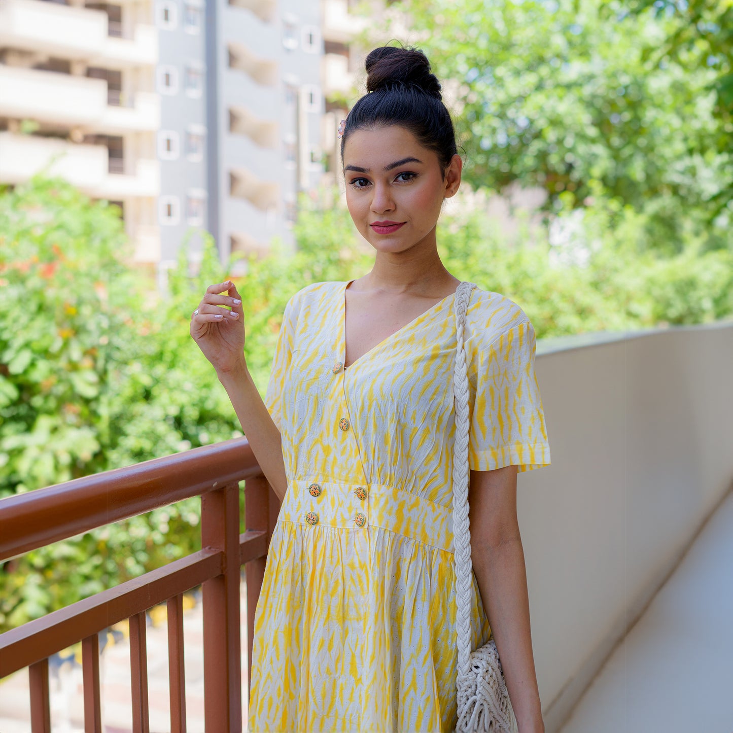 Peeping Sun Through The Clouds Shibori Dress