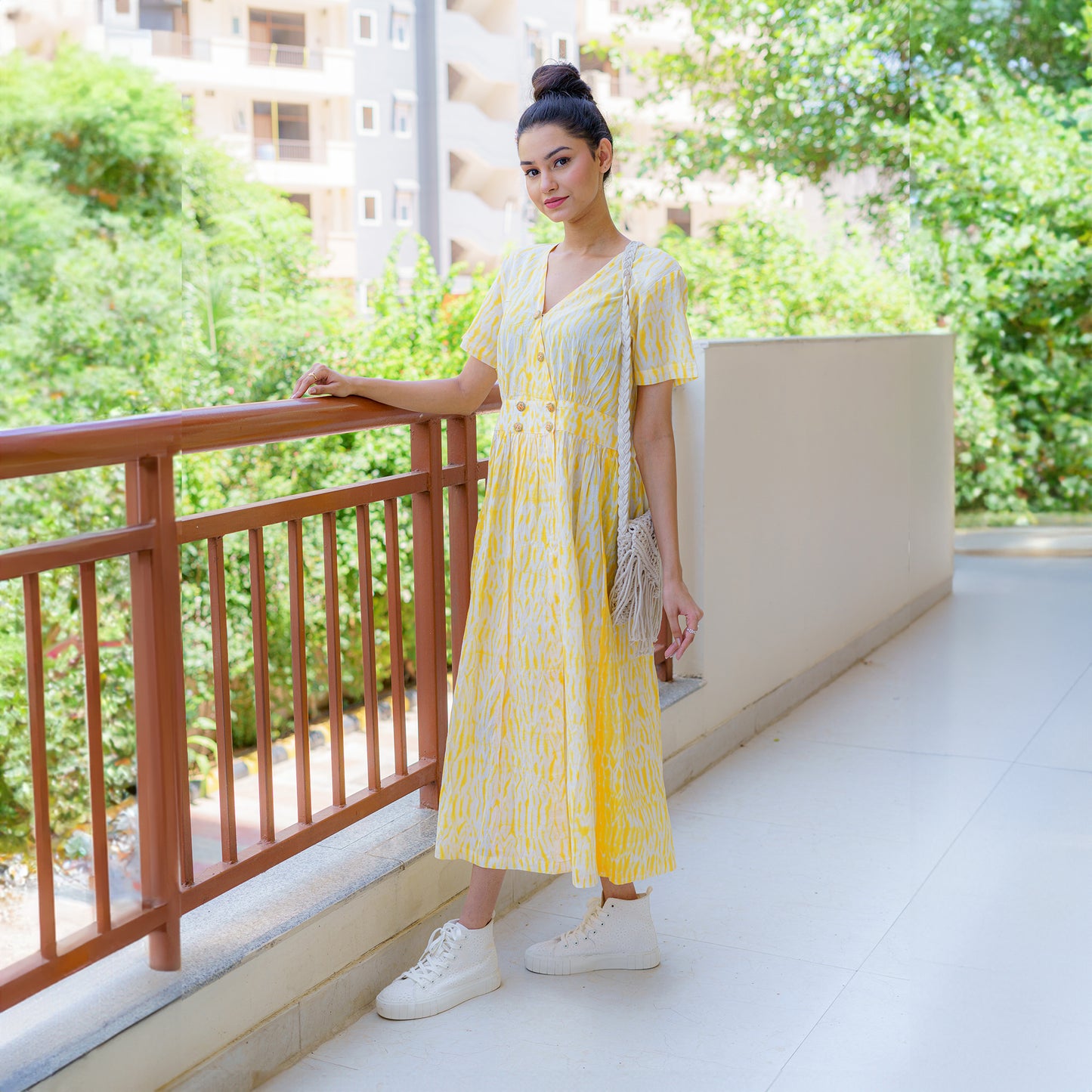 Peeping Sun Through The Clouds Shibori Dress