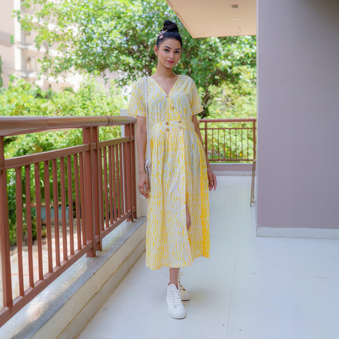 Peeping Sun Through The Clouds Shibori Dress