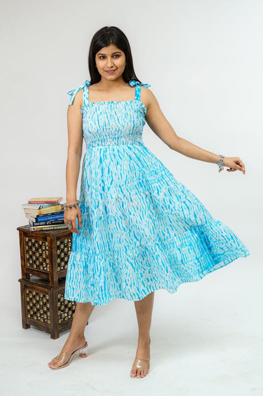 Ocean Breeze Strappy Shibori Dress