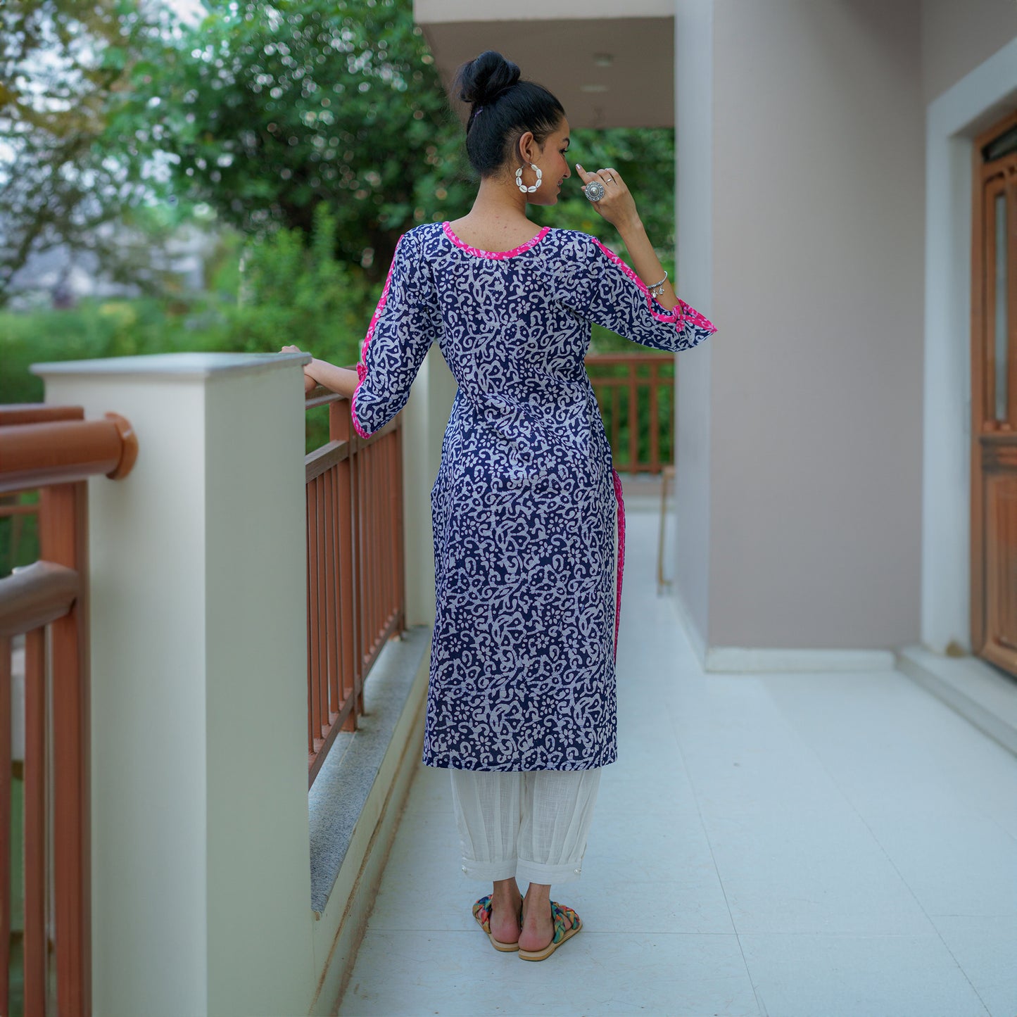 Nautical Twilight with Hues of Hot pink Batik Kurti