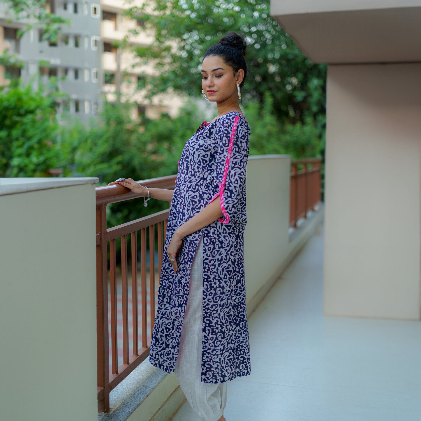 Nautical Twilight with Hues of Hot pink Batik Kurti