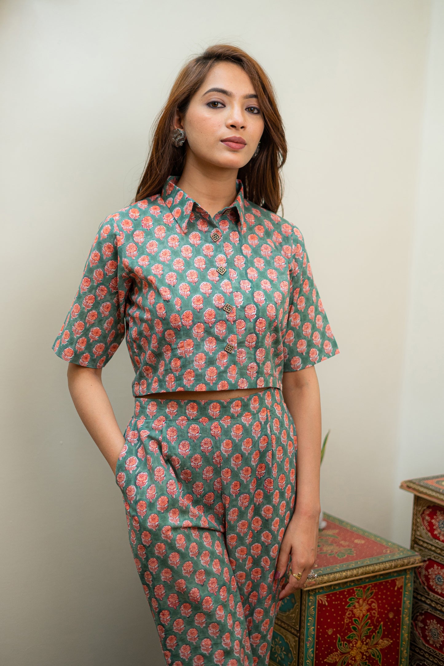 Sage Trendy Jaipur Block Print Coord Set