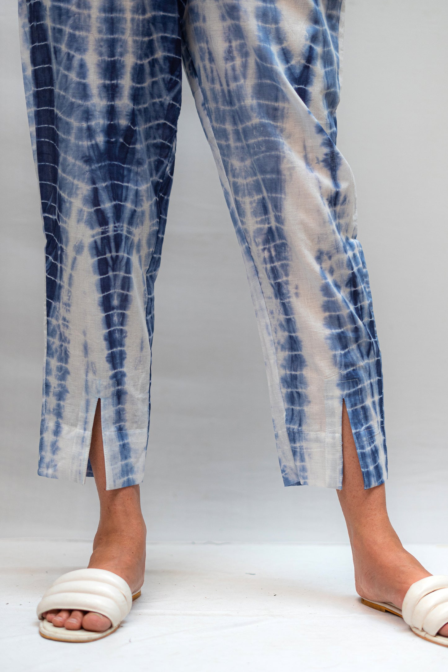 Full Moon Night Shibori Coord Set with Band Neck and Tie-Up