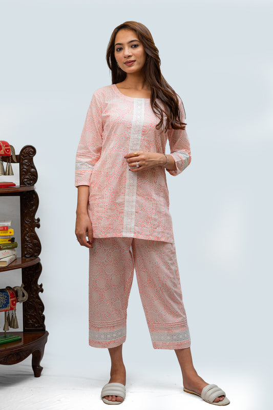 Flamingo Exquisite Jaipur Hand Block Print Co-ord Set