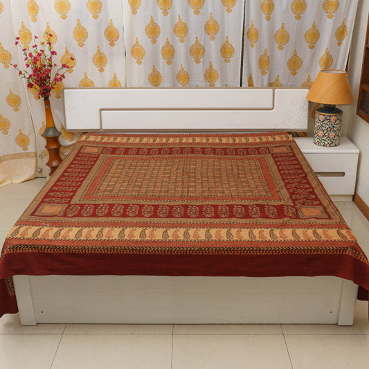 Cinnamon & Clove Bagh Block Printed Double Bedcover