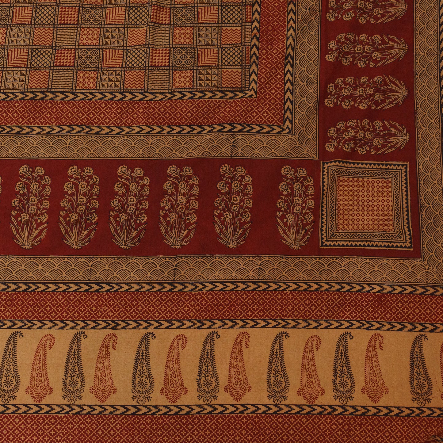 Cinnamon & Clove Bagh Block Printed Double Bedcover