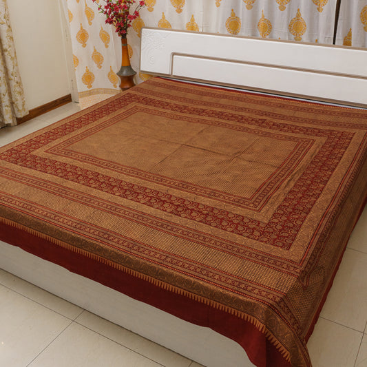 Shades of Sunset Bagh Block Printed Double Bedcover