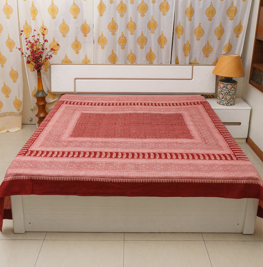 Blush and Berry Bagh Block Printed Double Bedcover