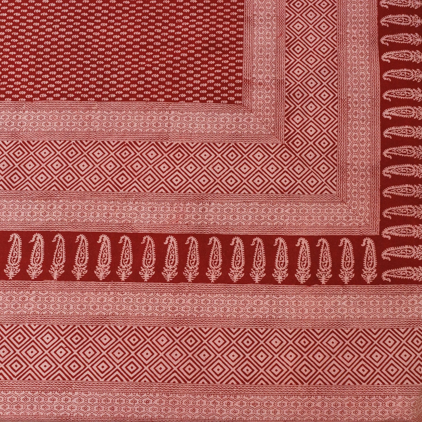 Blush and Berry Bagh Block Printed Double Bedcover