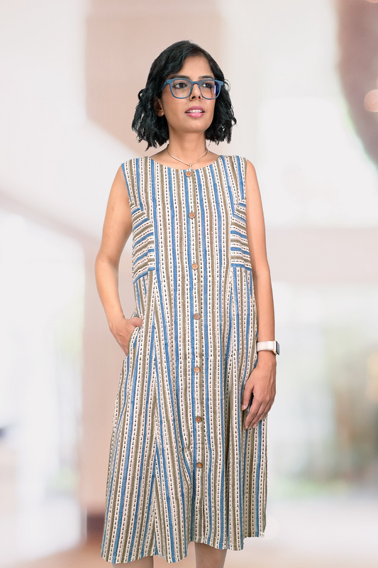 Ajrakh Striped Dress