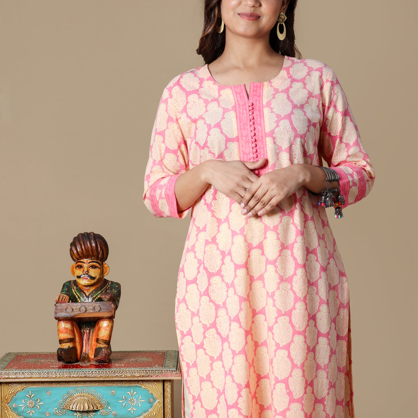 Blush Dabu Hand Block Kurta