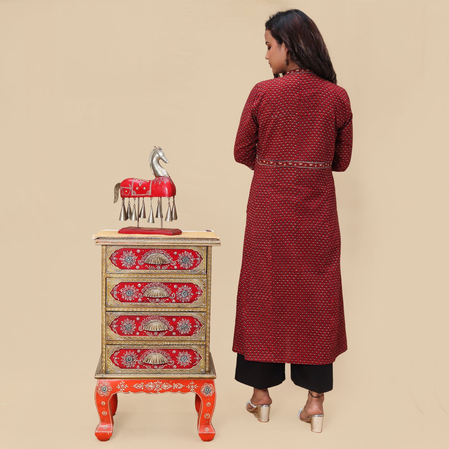 Sunset Tulip Ajrakh Hand Block Kurta