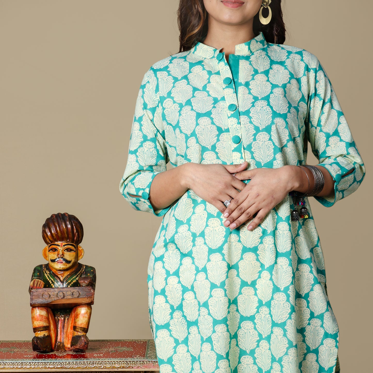 Mint Fresh Hand Block Kurta