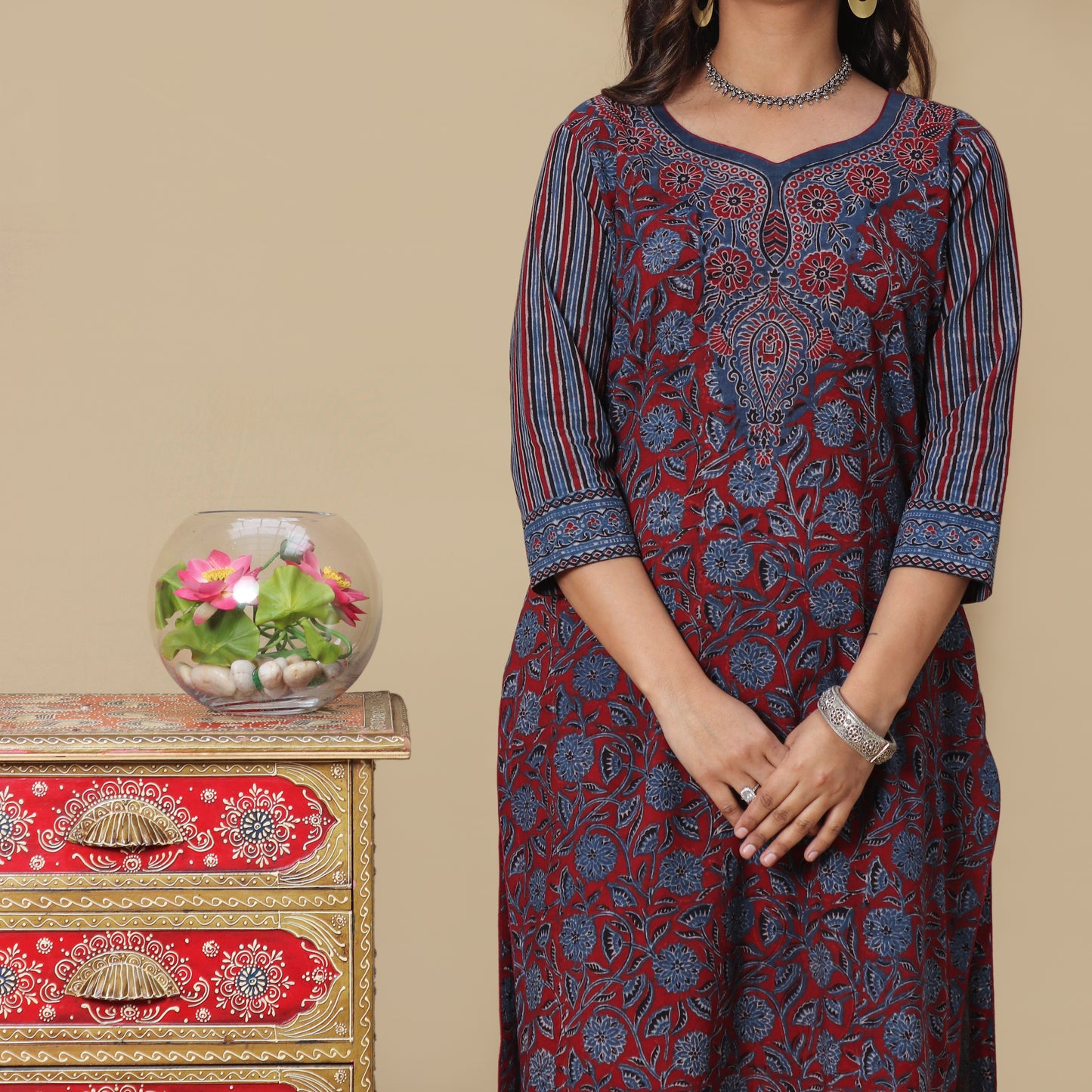 Hues of Sky Ajrakh Hand Block Kurta