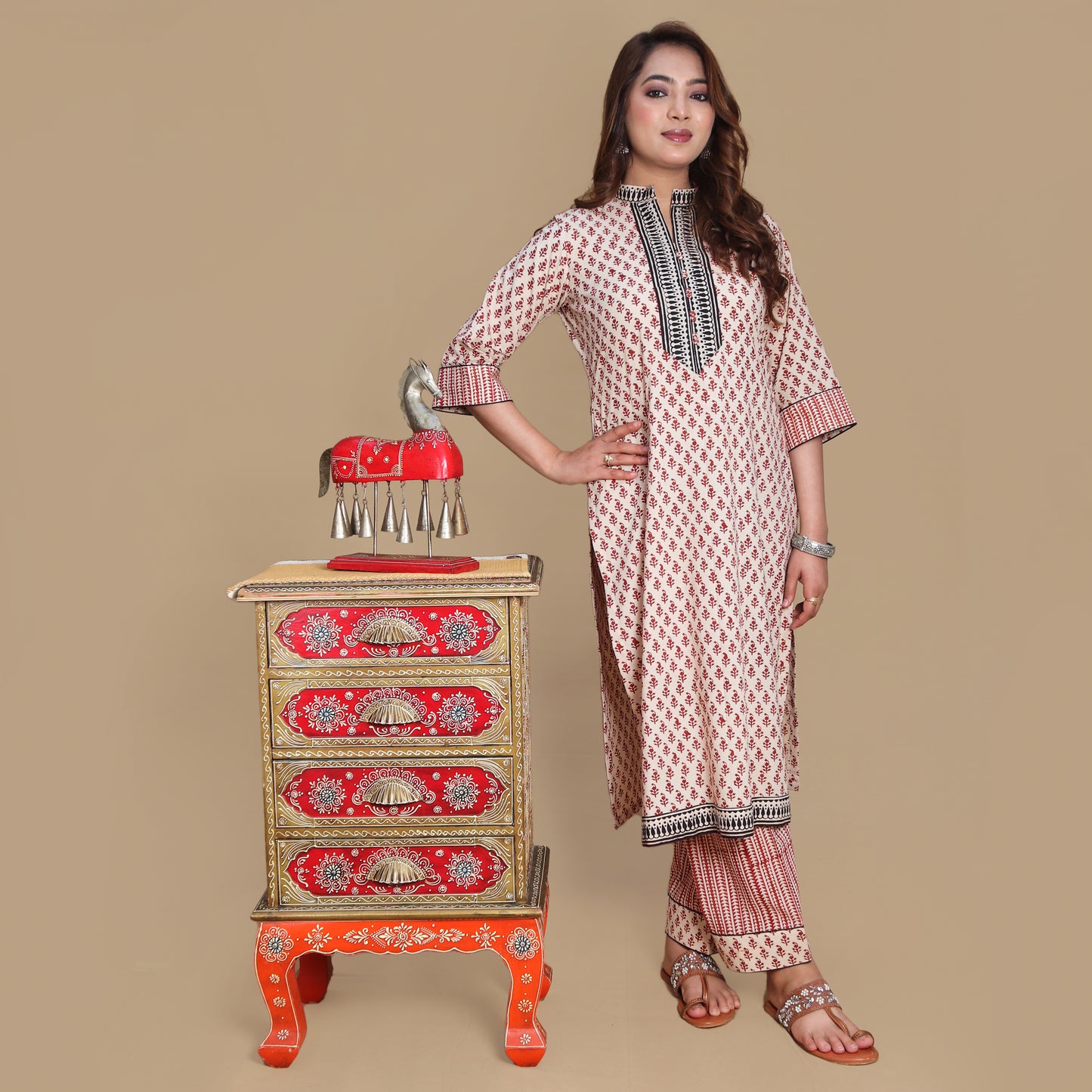 Blossoming Beauty Hand Block Kurta Pant Set