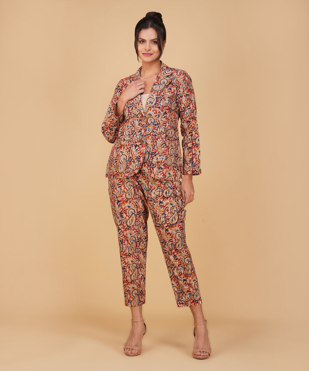 Rosewood Paisley Kalamkari Blazer Set