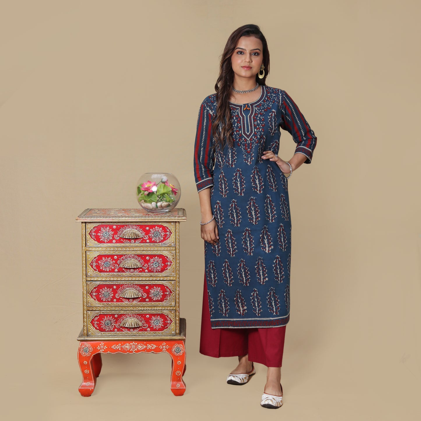 Evening Glory Ajrakh Hand Block Kurta