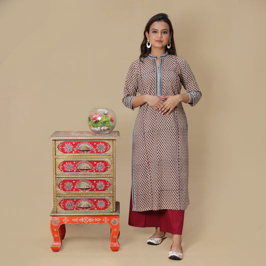 Tulip Ajrakh Hand Block Kurta